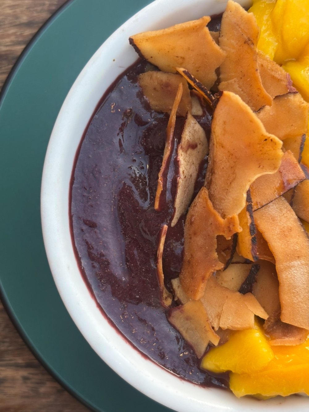 The açaí up close, with the toasted coconut chips.
